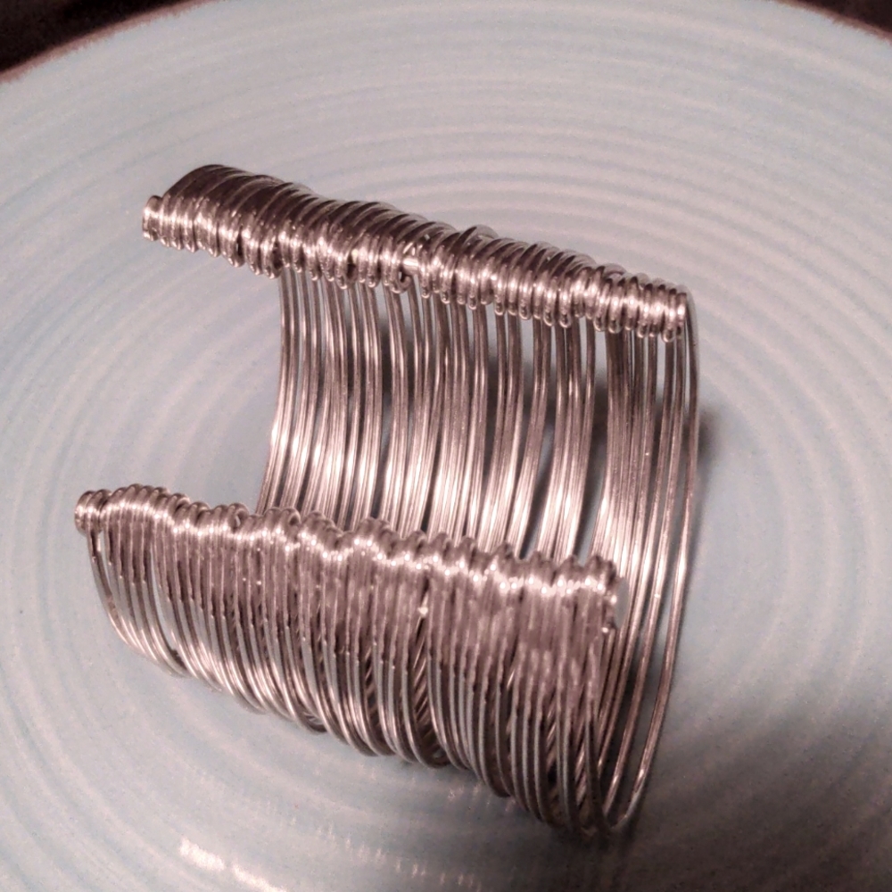 Statement Wire Cuff Silver Tone - image 4